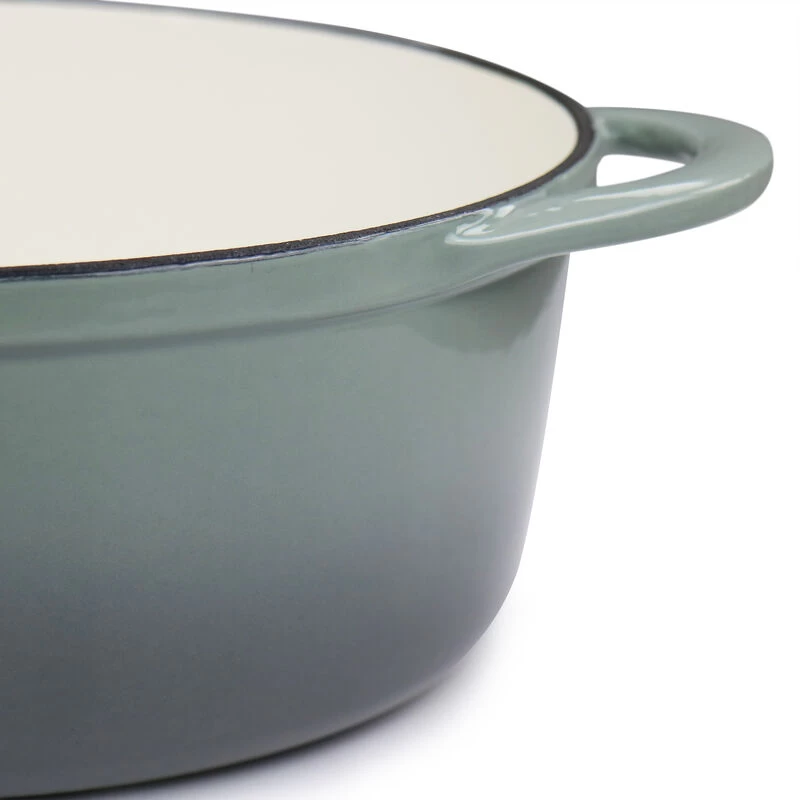 MegaChef 7 Quarts Oval Enameled Cast Iron Casserole In Gray - Image 4