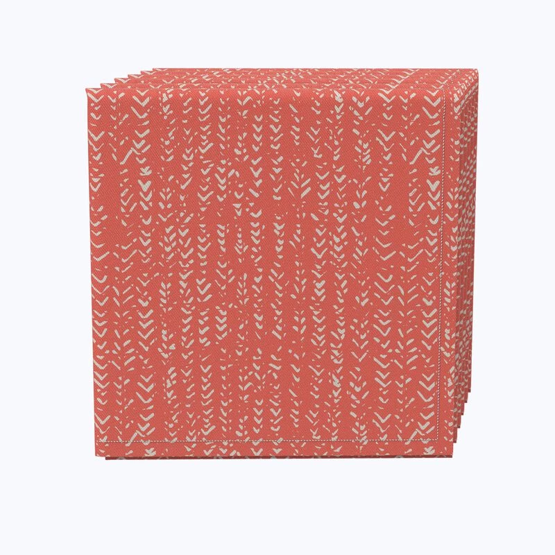 Fabric Textile Products, Inc. Napkin Set Of 4, 100% Cotton, Coral Batik Design