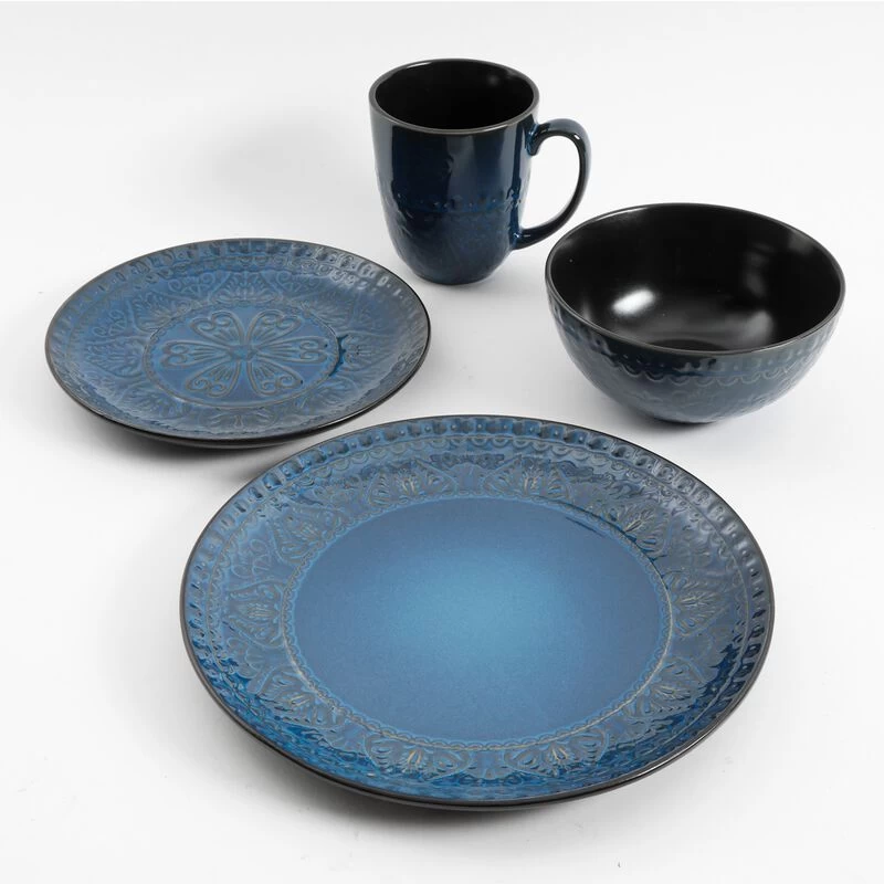 Gibson Elite Milanto 16 Piece Stoneware Dinnerware Set In Blue - Image 8