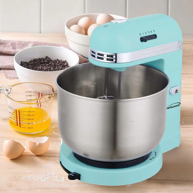 Brentwood 5 Speed Stand Mixer With 3.5 Quart Stainless Steel Mixing Bowl In Blue - Image 4