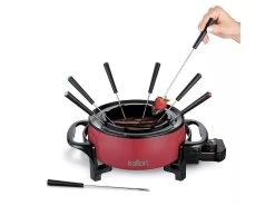Salton - Electric Fondue Set With 2.8 Liter Non-Stick Bowl, 1000W Red
