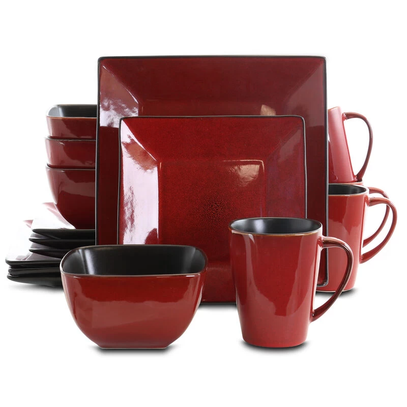 Elama Harland Loft 16 Piece Modern Premium Stoneware Set With Complete Setting For 4