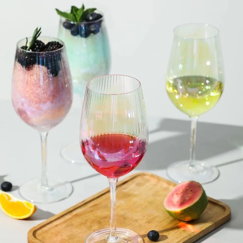 Grassi Iridescent Wine Glass Set - 19 Oz Pretty Cute Cool Rainbow Colorful Halloween Glassware Set Of 6 - Image 5