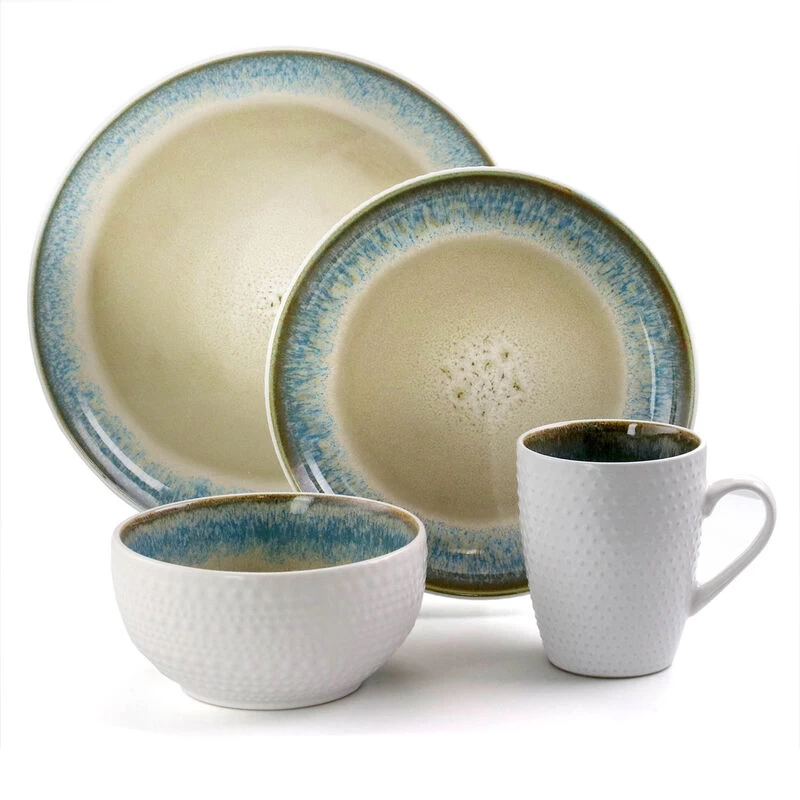 Elama Modern Dot 16 Piece Luxurious Stoneware Dinnerware With Complete Setting For 4 - Image 8