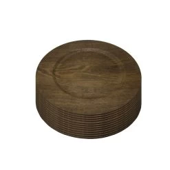 Gibson Home Feri 13" Wooden Skin Luxe Chargers, Set Of 12