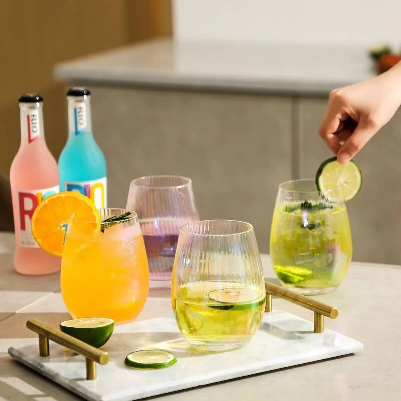 Grassi Iridescent Stemless Wine Glasses Set - Unique Cute Gift Idea Set Of 4 - Image 2