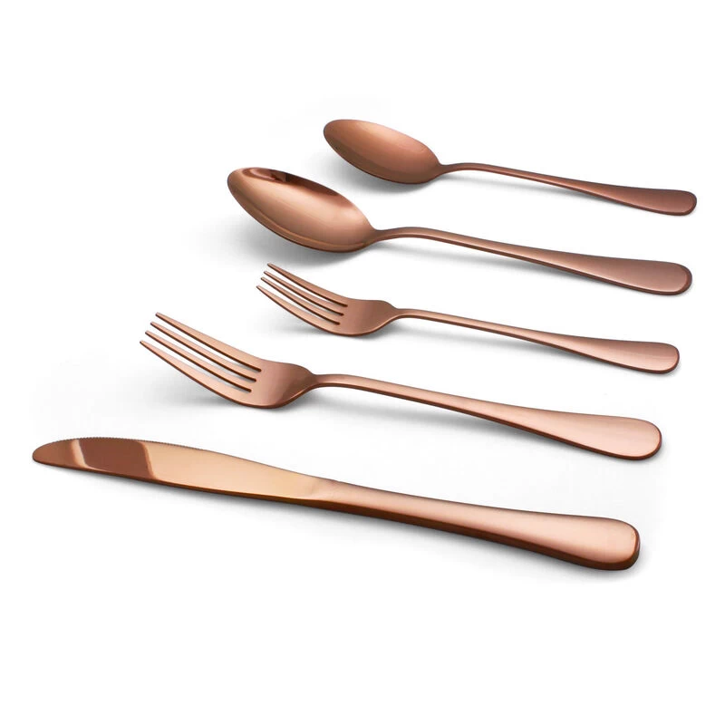 20-Piece Reflective Gold Flatware Set, Stainless Steel, Service For 4 Rose Gold