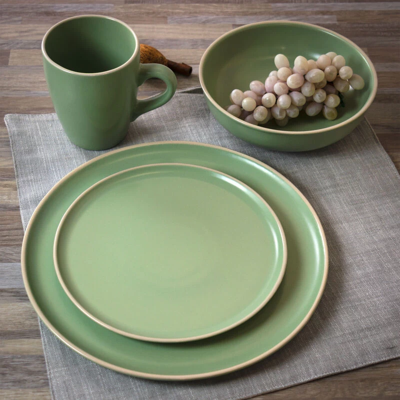 Gibson Elite Serenade 16 Piece Round Stoneware Dinnerware Set In Green - Image 7
