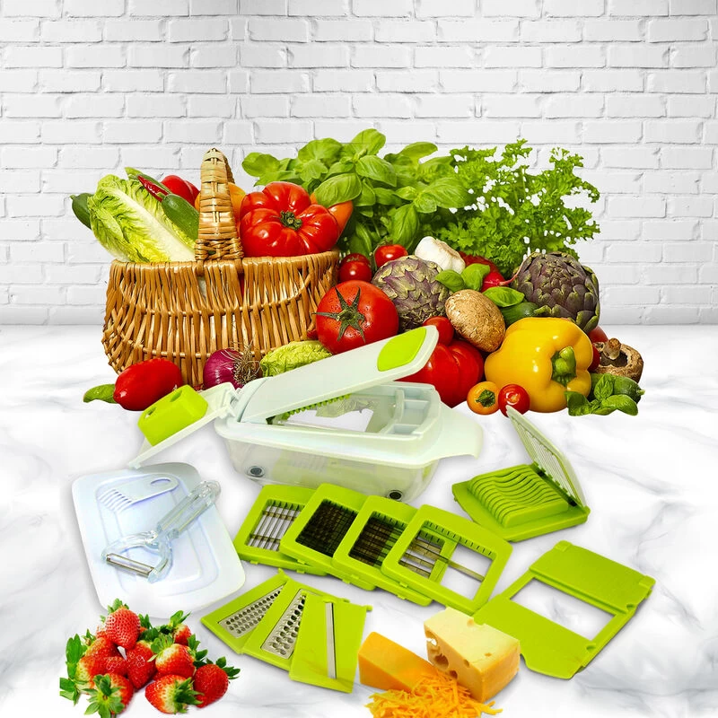 MegaChef 8-in-1 Multi-Use Slicer Dicer And Chopper With Interchangeable Blades, Vegetable And Fruit Peeler And Soft Slicer - Image 4
