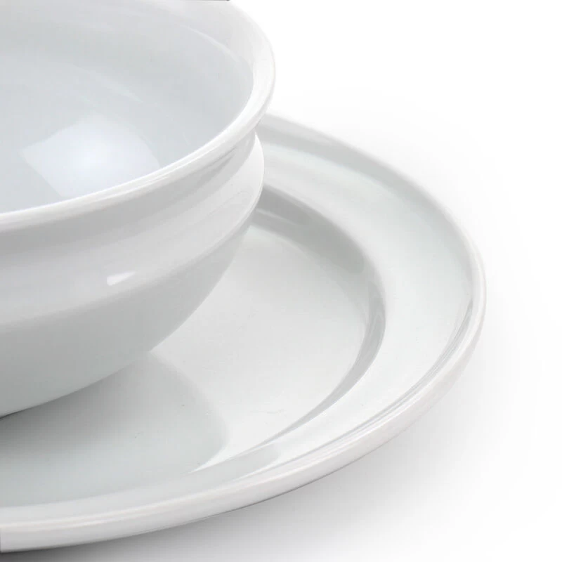 Martha Stewart 12 Piece Fine Ceramic Rimmed Dinnerware Set In White - Image 7