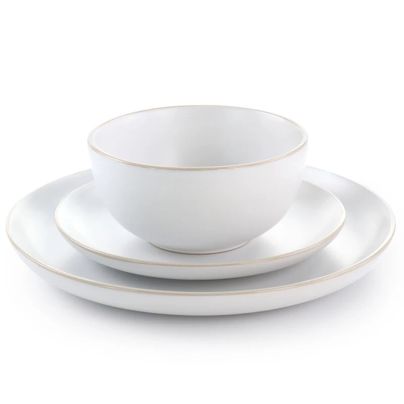 Gibson Home Rockaway 12 Piece Stoneware Dinnerware Set In White - Image 3