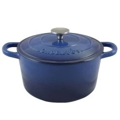 Crock-Pot Crock Pot Artisan 5 Quart Round Enameled Cast Iron Dutch Oven In Sapphire Blue