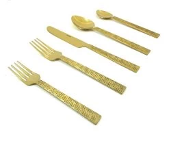 Rustic Golden Stainless Steel Flatware Set Of 20 PC