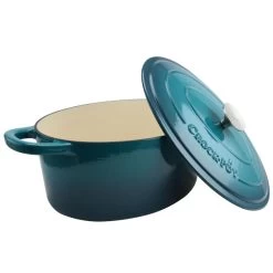 Crock-Pot Crock Pot Artisan 7 Quart Enameled Cast Iron Oval Dutch Oven In Teal Ombre