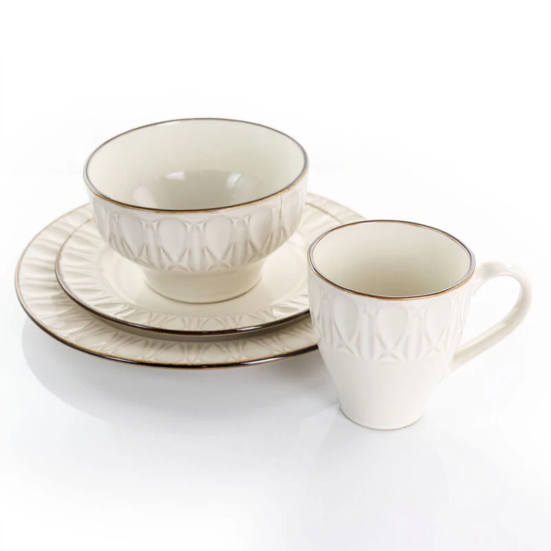 Gibson Elite Golden Halo 16 Piece Stoneware Dinnerware Set - Image 2