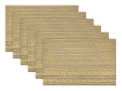Set Of 6 Gold And Brown Weave Patterned Rectangular Placemats 18"