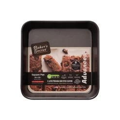 Baker's Secret Square Pan 9.4", Cake Pan Nonstick Coating, Heavy Gauge Carbon Steel, Dark Gray, Baking Essentials, Advanced Collection