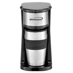 Brentwood Portable Single Serve Coffee Maker With 14oz Travel Mug In Black