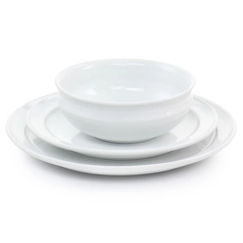 Martha Stewart 12 Piece Fine Ceramic Rimmed Dinnerware Set In White - Image 2