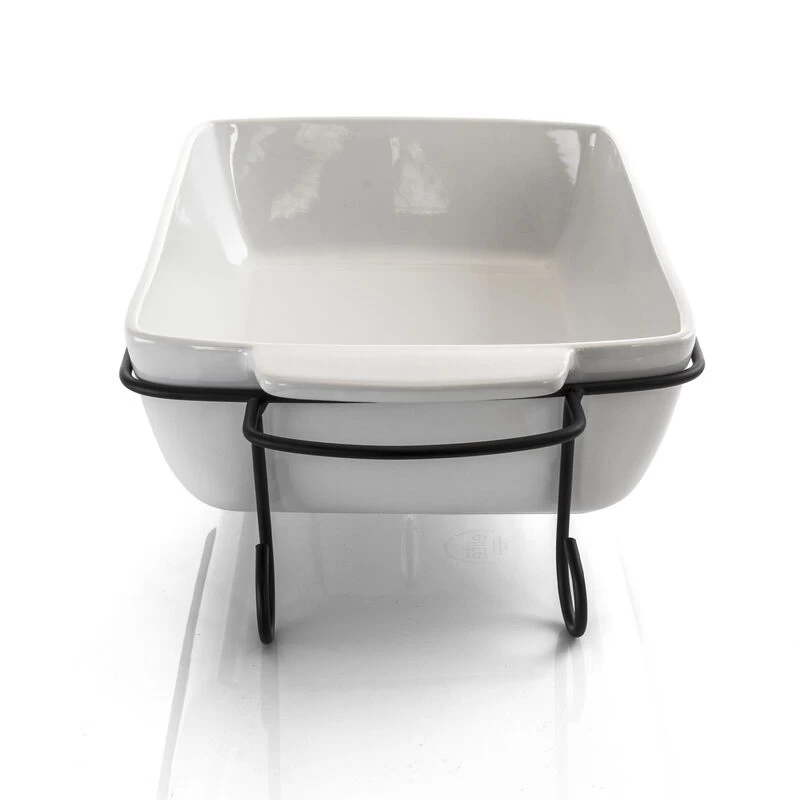 Gibson Elite 2 Piece Rectangle 15.5 Inch Stoneware Bakeware With Metal Rack - Image 5