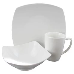 Zen Buffetware 12 Piece Porcelain Square Dinnerware Set In White