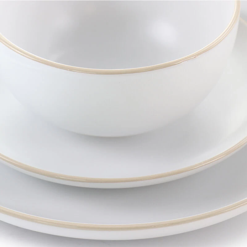 Gibson Home Rockaway 12 Piece Stoneware Dinnerware Set In White - Image 8
