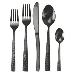MegaChef Baily 20 Piece Flatware Utensil Set, Stainless Steel Silverware Metal Service For 4 In Black