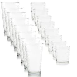 Gibson Home Great Foundations 16 Piece Tumbler And Double Old Fashioned Glass Set In Square Pattern