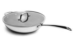 Tri-ply Stainless Steel Diamond Nonstick 5 QT Wok With Glass Lid