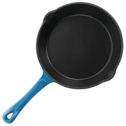 MegaChef Enameled Round 8 Inch PreSeasoned Cast Iron Frying Pan In Turquoise