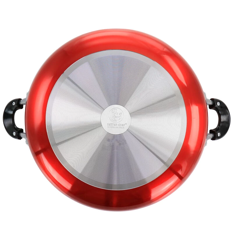 Better Chef 16 Inch Red Aluminum Deep Fryer Pan With Glass Lid - Image 3