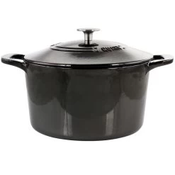 Martha Stewart 7 Quart Enameled Cast Iron Dutch Oven With Lid In Gunmetal Gray