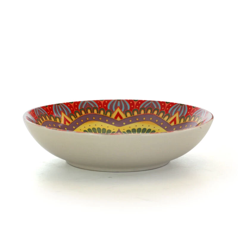 Elama Zen Red Mozaik 16 Piece Luxurious Stoneware Dinnerware With Complete Setting For 4, 16pc - Image 4