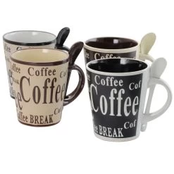 Mr. Coffee® Mr. Coffee Dolce Cafe 8 Piece Ceramic Cup And Spoon Set In Assorted Designs