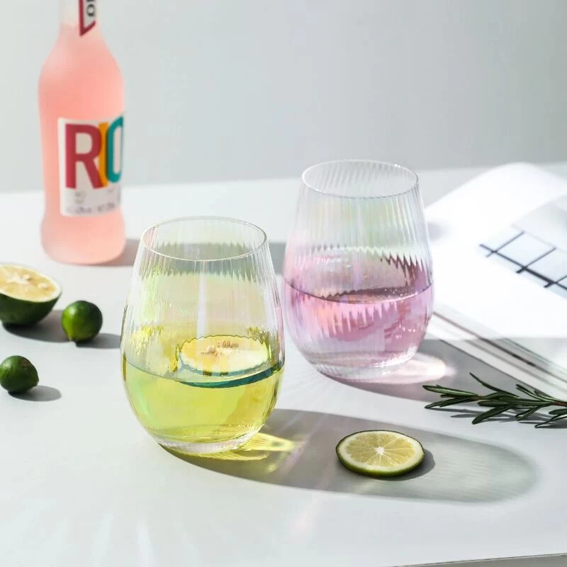 Grassi Iridescent Stemless Wine Glasses Set - Unique Cute Gift Idea Set Of 4 - Image 7