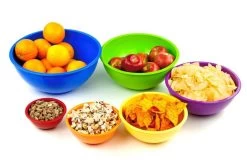 Melamine Plastic Bright Multicolored Mixing Serving Bowls - Set Of 6