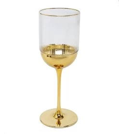 Set Of 6 Water Glasses With Gold Dipped Bottom