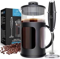 Premium French Press Coffee Pot And Milk Frother Set
