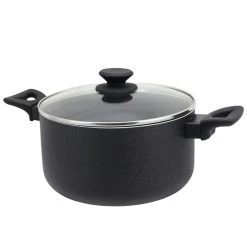Oster® Oster Ashford 6 Quart Aluminum Dutch Oven With Tempered Glass Lid In Black