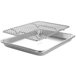 Oster® Oster Baker's Glee Stainless Steel 13in Cookie Sheet And 12in Cooling Rack Bakeware Set In Silver