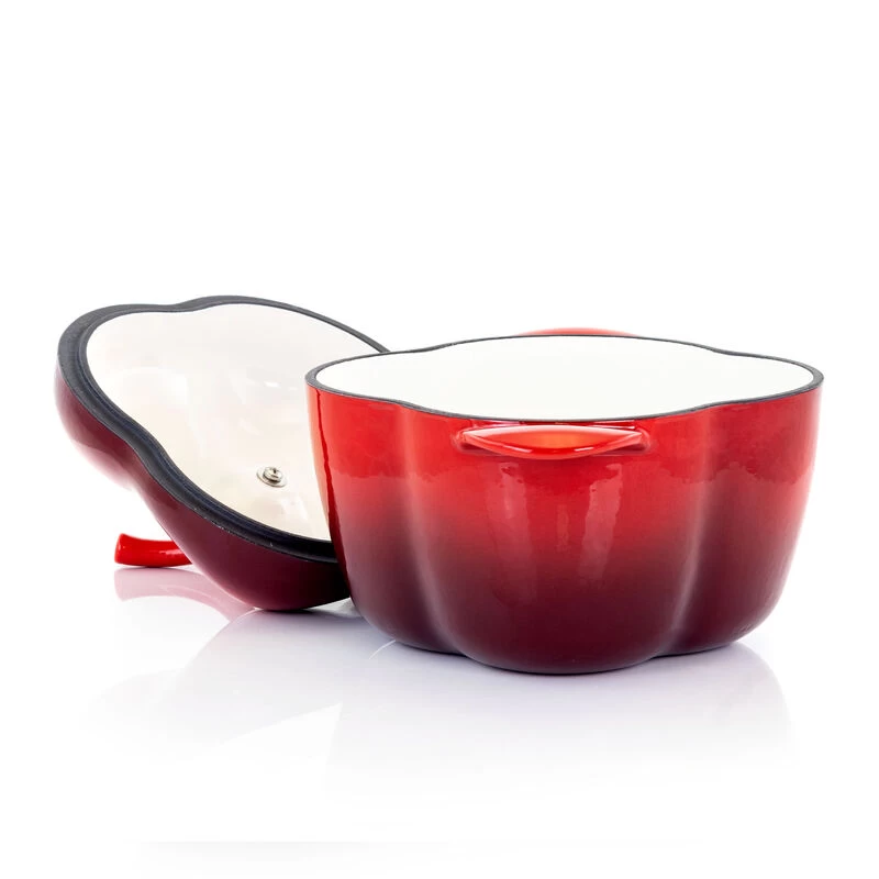 MegaChef Pepper Shaped 3 Quart Enameled Cast Iron Casserole In Red - Image 10