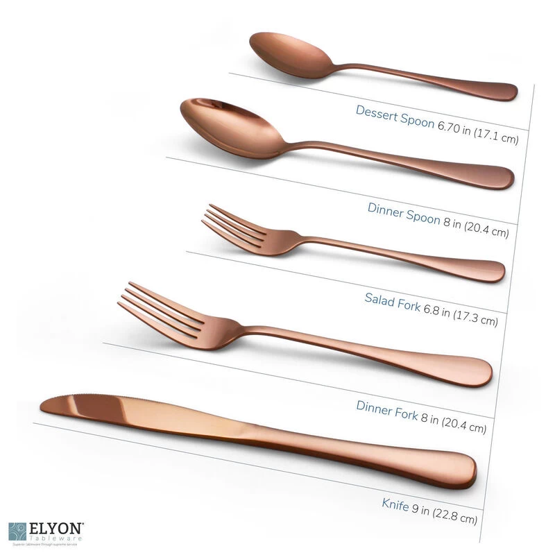 20-Piece Reflective Gold Flatware Set, Stainless Steel, Service For 4 Rose Gold - Image 6