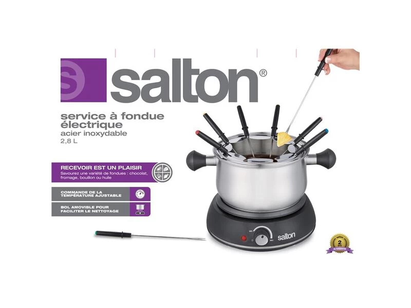 Salton - Electric Fondue Set, 2.8L Capacity, Stainless Steel - Image 2
