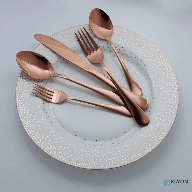 20-Piece Reflective Gold Flatware Set, Stainless Steel, Service For 4 Rose Gold - Image 2