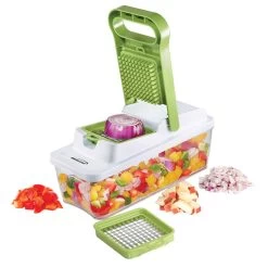 Brentwood Food Chopper And Vegetable Dicer With 6.75 Cup Storage Container In Green