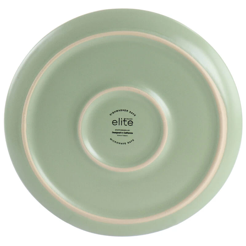Gibson Elite Serenade 12 Piece Round Stoneware Dinnerware Set In Green - Image 6