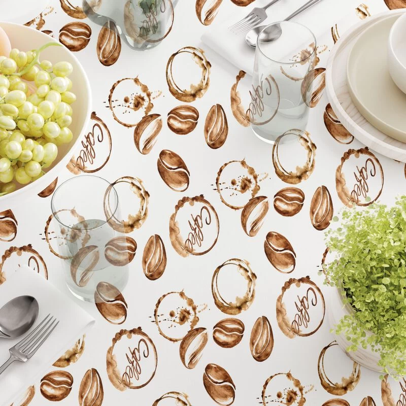Fabric Textile Products, Inc. Round Tablecloth, 100% Polyester, Coffee Shop Print Brown - Image 3