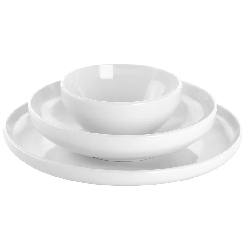 Gibson Home Oslo Peak 12 Piece Fine Ceramic Dinnerware Set In Bright White - Image 4