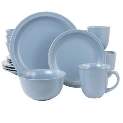 Gibson Home 16 Piece Siam Stoneware Dinnerware Set In Blue