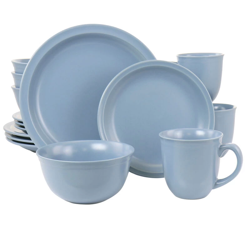Gibson Home 16 Piece Siam Stoneware Dinnerware Set In Blue